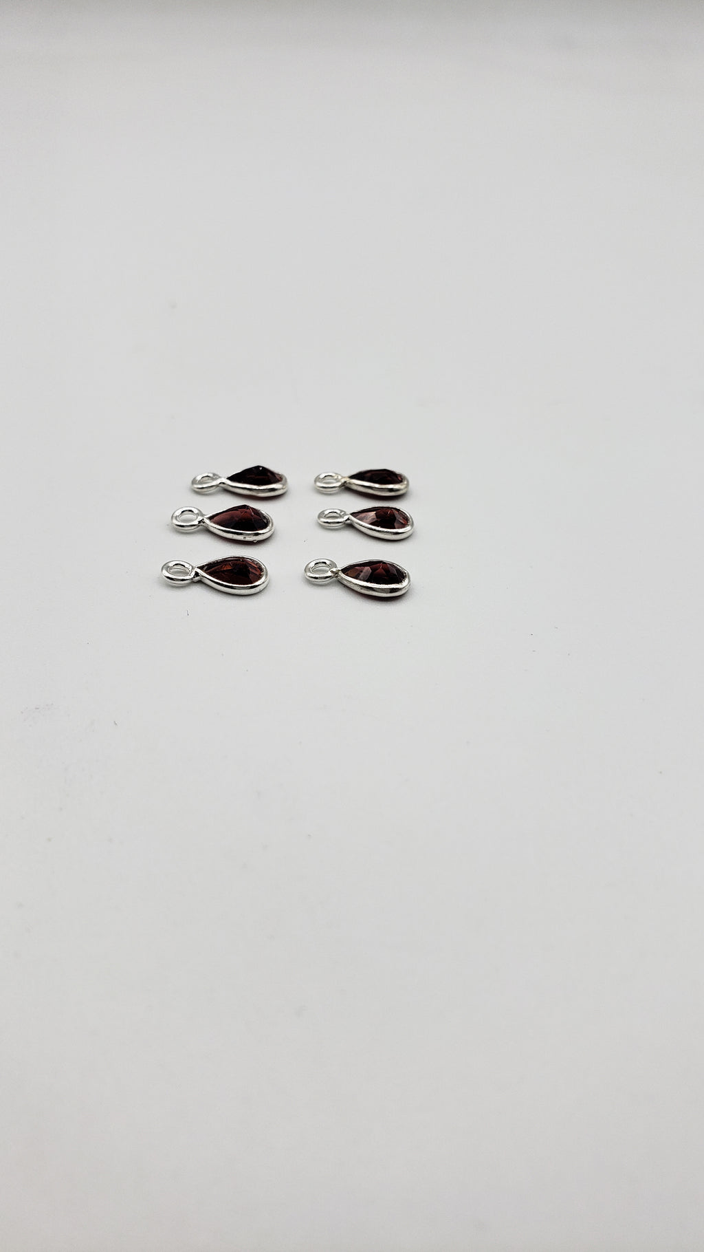 6x4mm Garnet Bezel, Single  Connector, Garnet Bezel, Garnet Charm, 925 Sterling Silver