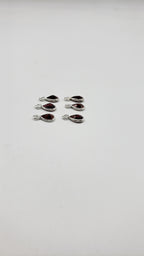 6x4mm Garnet Bezel, Single  Connector, Garnet Bezel, Garnet Charm, 925 Sterling Silver