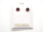 14K Yellow Gold Garnet Stud