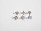 Labradorite Silver Bezel 5x5mm, Single Connector, Labradorite Charm