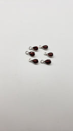 6x4mm Garnet Bezel, Single  Connector, Garnet Bezel, Garnet Charm, 925 Sterling Silver