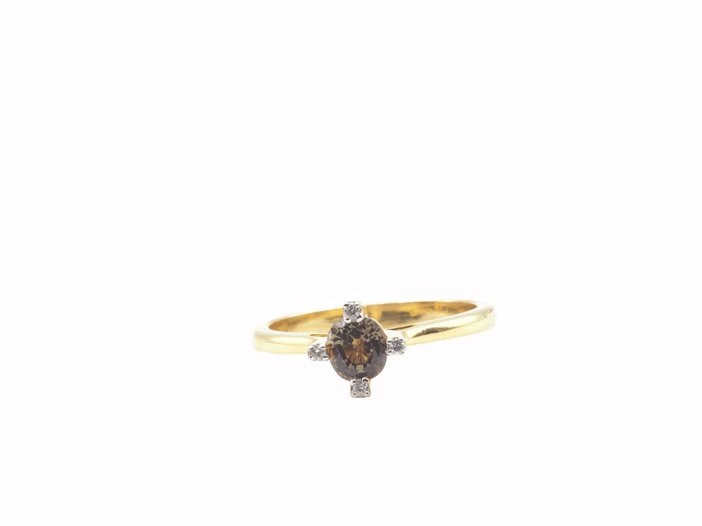 18K  Yellow Gold Alexandrite and Diamond Ring