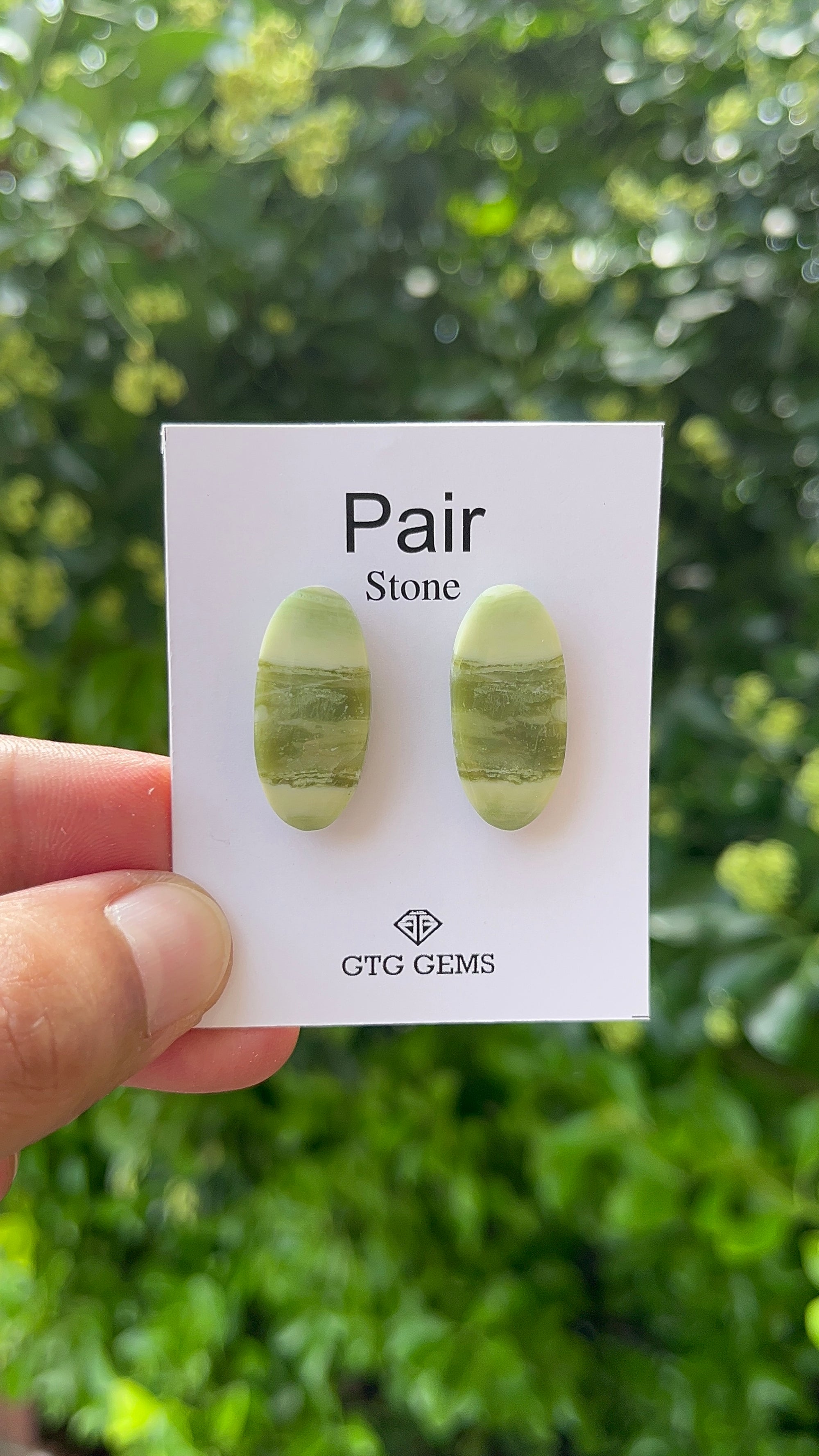 Serpentine Cabochon Matching Pair 25x12mm, Approximately 23 carat  (GTG-MSC-2)