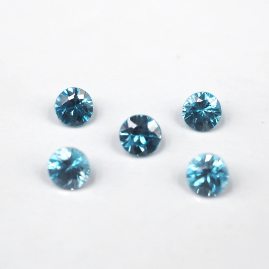 Blue Zircon Round Shape 3.4mm  Approximately 1.25 Carat, 5 Pieces (GTG-Z-60)