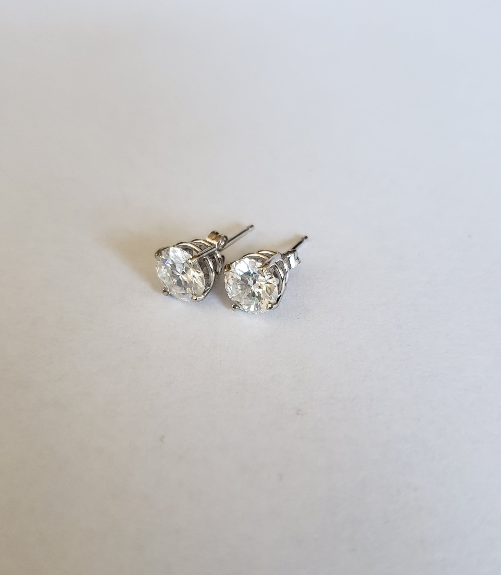 14K White Gold Moissanite Round 6mm Stud, Moissanite Earring,