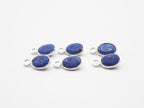 Lapis Silver  Bezel 7x5mm ,Single Connector, 925 Sterling Silver