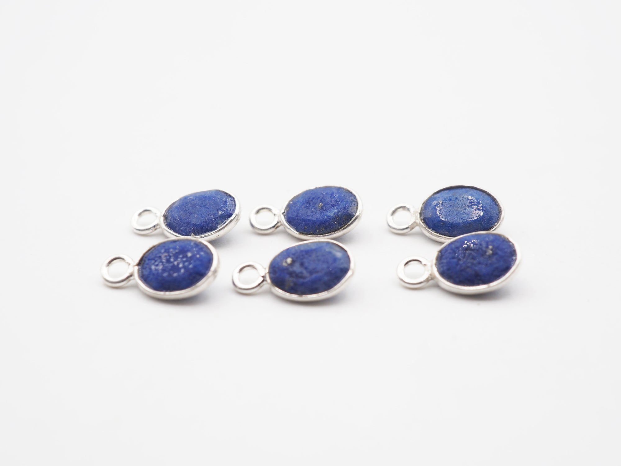 Lapis Silver  Bezel 7x5mm ,Single Connector, 925 Sterling Silver