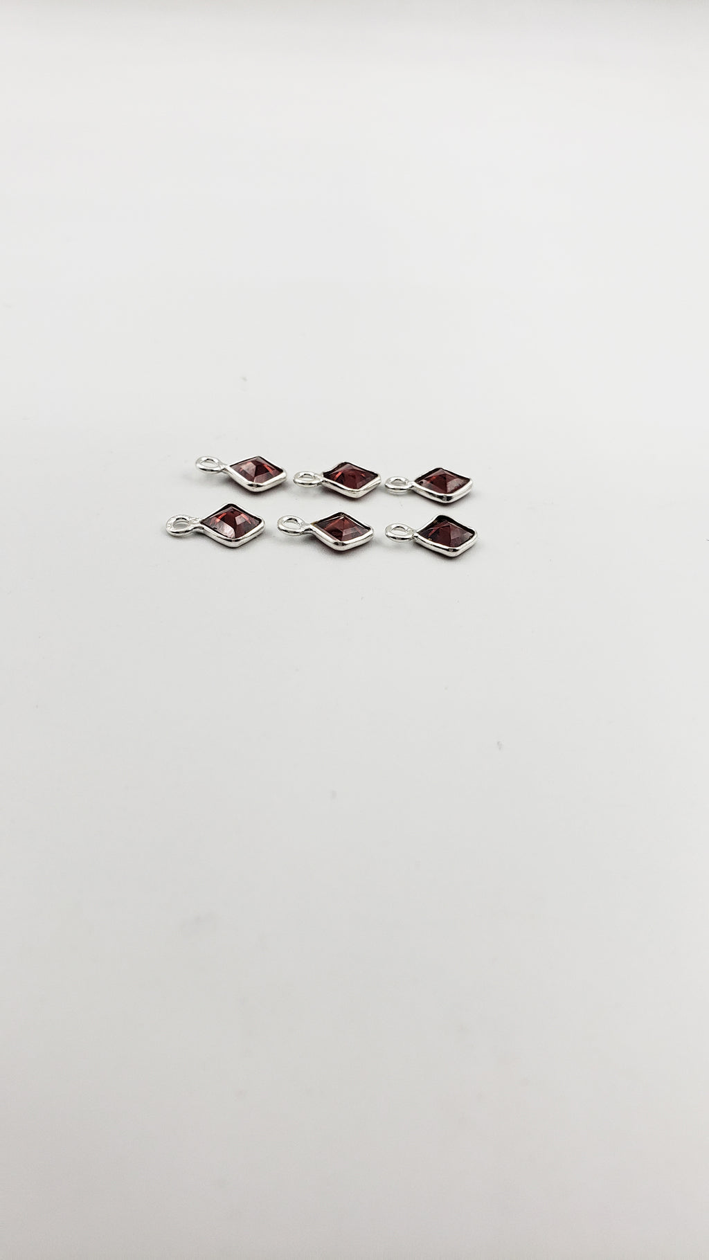 Garnet Bezel Square Shape 5x5mm, Single  Connector, Garnet Bezel, Garnet Charm, 925 Sterling Silver