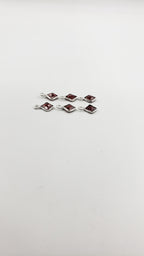 Garnet Bezel Square Shape 5x5mm, Single  Connector, Garnet Bezel, Garnet Charm, 925 Sterling Silver