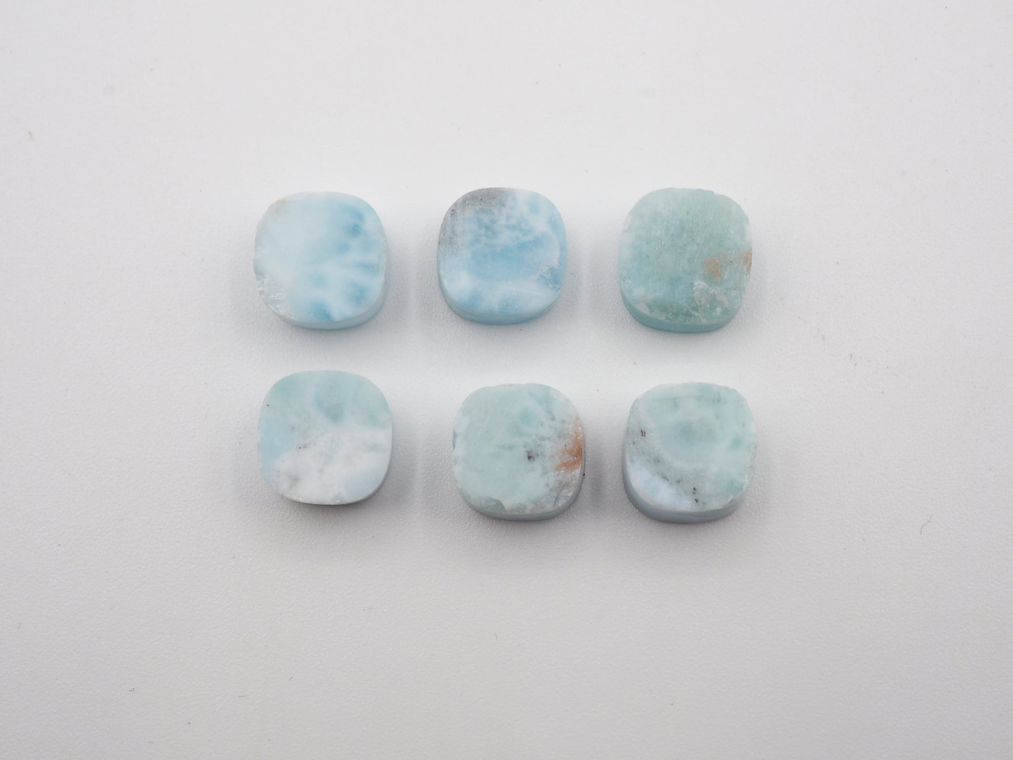 Natural Cushion  Larimar  Raw Rough Slice bottom flat, 8mm  Approximately  21.80 Carat