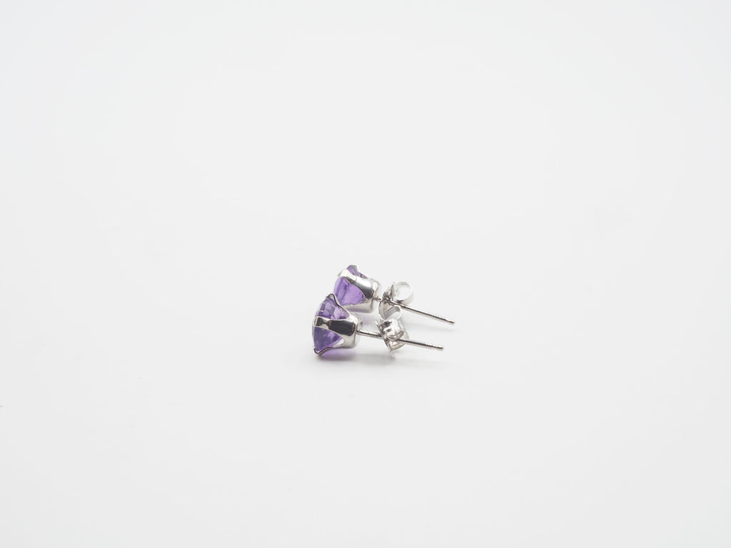 10K White Gold Amethyst Stud and Pendant,