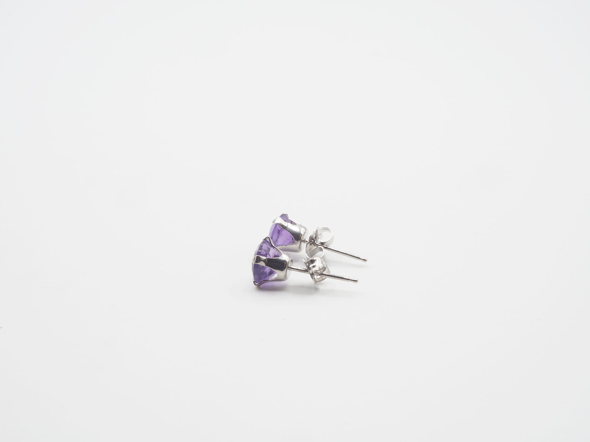 10K White Gold Amethyst Stud and Pendant,