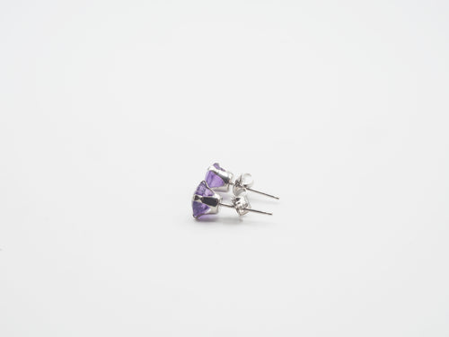 10K White Gold Amethyst Stud and Pendant,