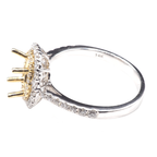 14K White Yellow Gold Ring Oval 7 x 5 mm With White Diamonds, Semi-Mount