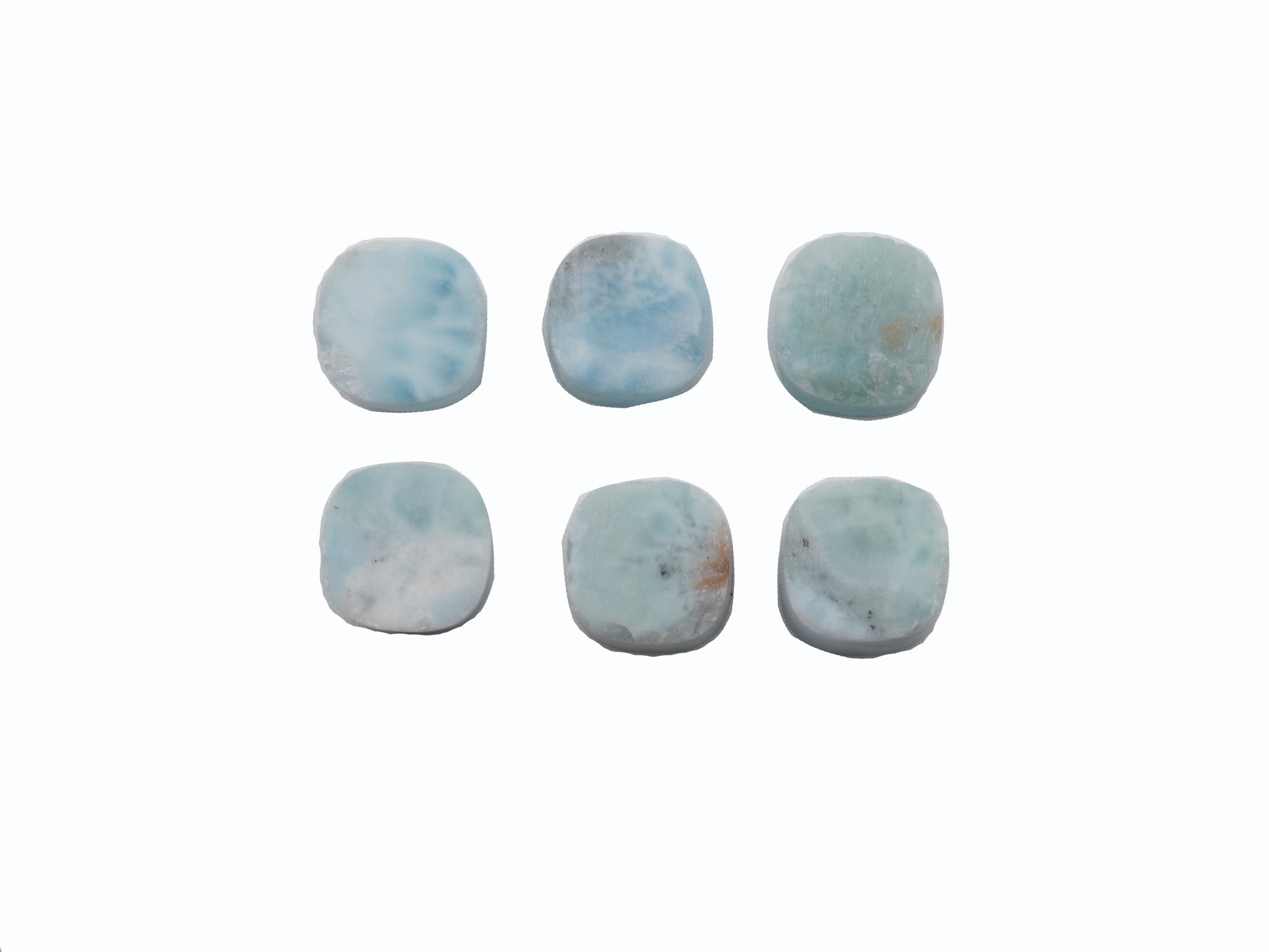 Natural Cushion  Larimar  Raw Rough Slice bottom flat, 8mm  Approximately  21.80 Carat