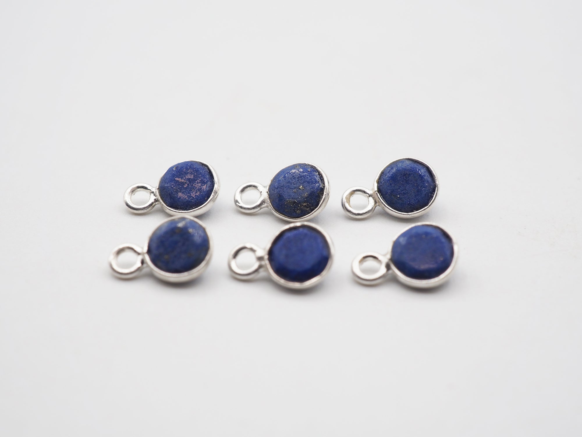 Lapis Silver Bezel 5mm , Single Connector, 925 Sterling Silver