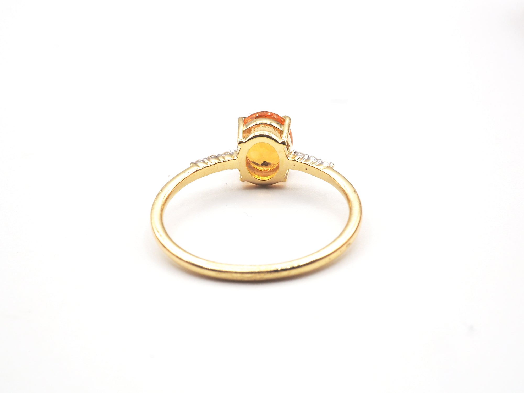 18K Yellow Gold Orange Sapphire with Diamond Ring