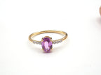 18K Yellow Gold Pink Sapphire with Diamond  Ring