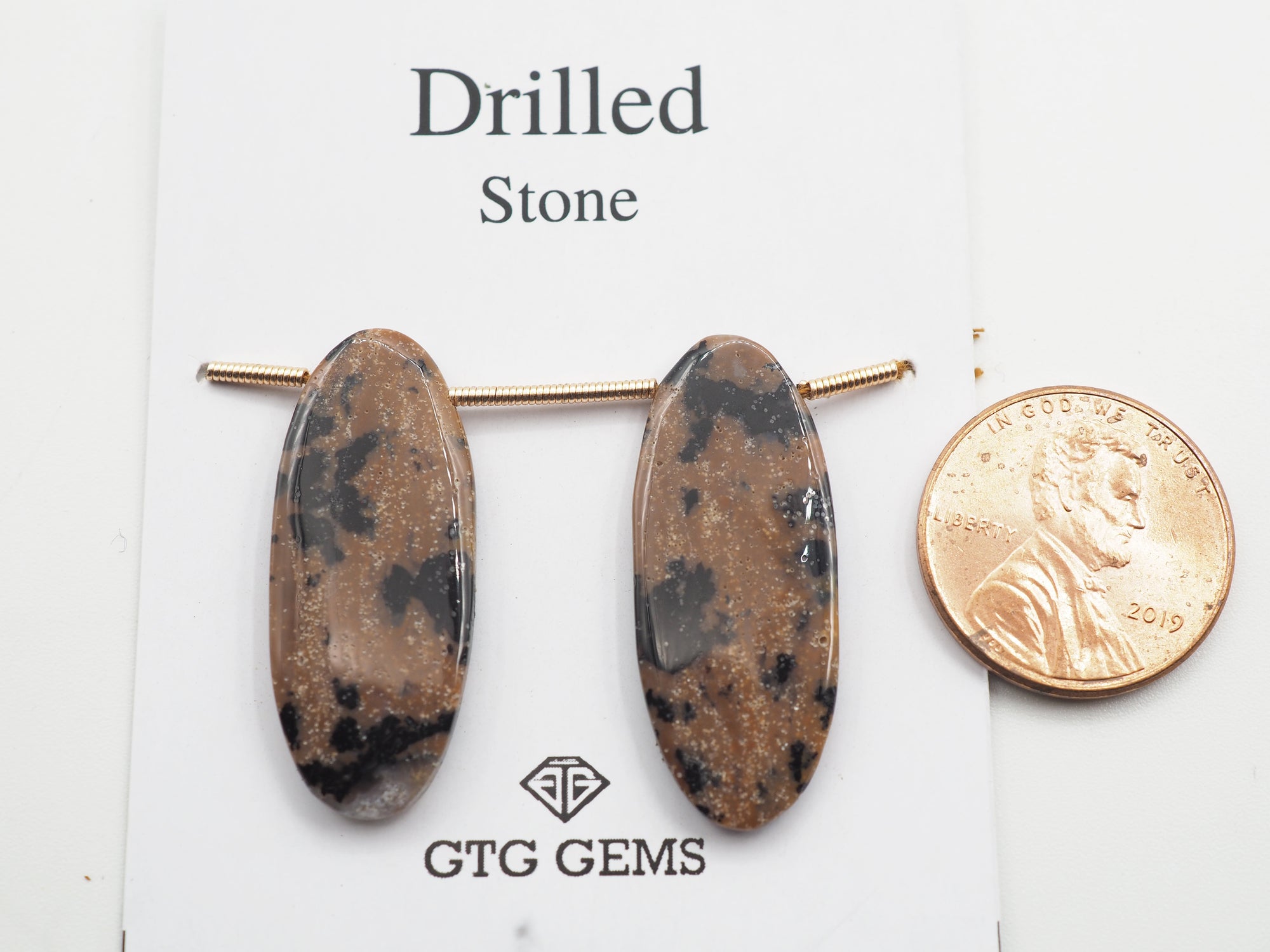 Drilled Honey Dendrite Opal 30x12mm Approximately 21 Carat
