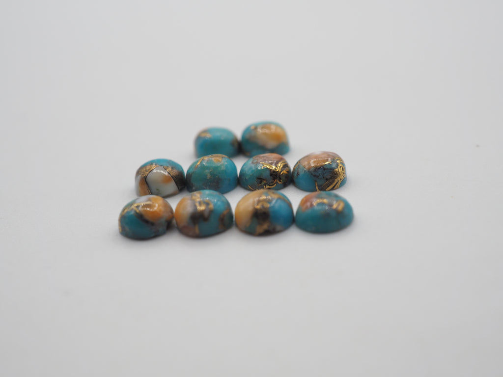 Oyster Copper Turquoise Cabs Oval 10x8mm Approximately 5.4 Carat