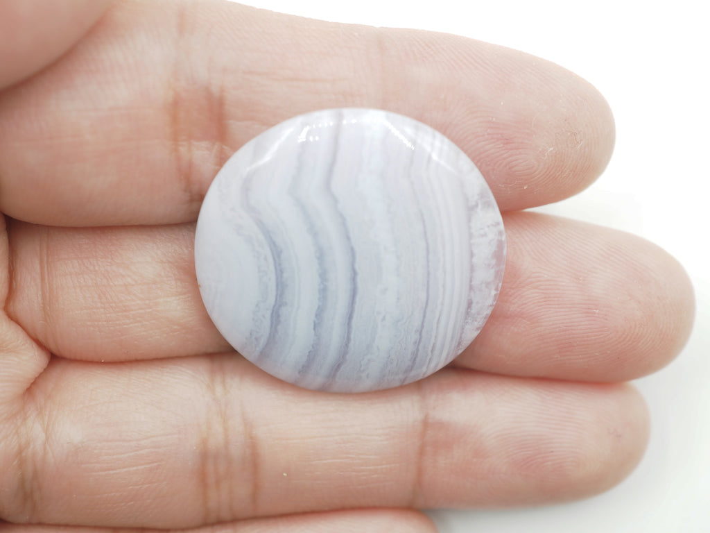 Blue Lace Agate  Round  Cabs 26mm Approximately 24.60Carat (GTG-L-16)