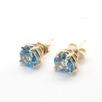 Apatite  Heart shape  Stud Earrings in 14K Yellow  Gold