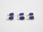 Lapis Silver Bezel 6x4mm, Single Connector, 925 Sterling Silver