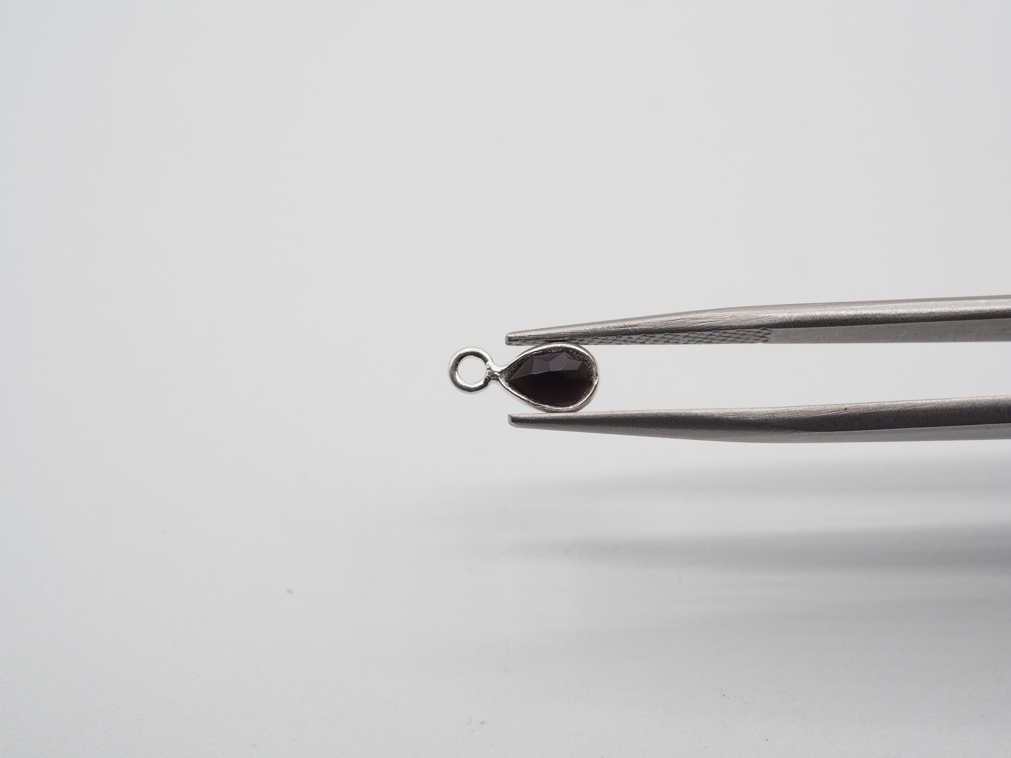 Black Onyx Silver Bezel 6x4mm, Single Connector, Black Onyx Charm