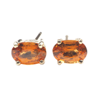 Spessartite Garnet Oval  6x4 mm Stud Earrings in 14K Rose  Gold