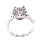 14K White Gold Ring Round 8.5 mm With White Diamonds , Semi-Mount