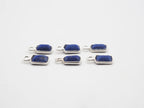 Lapis Silver Bezel 6x4mm , Single Connector, 925 Sterling Silver