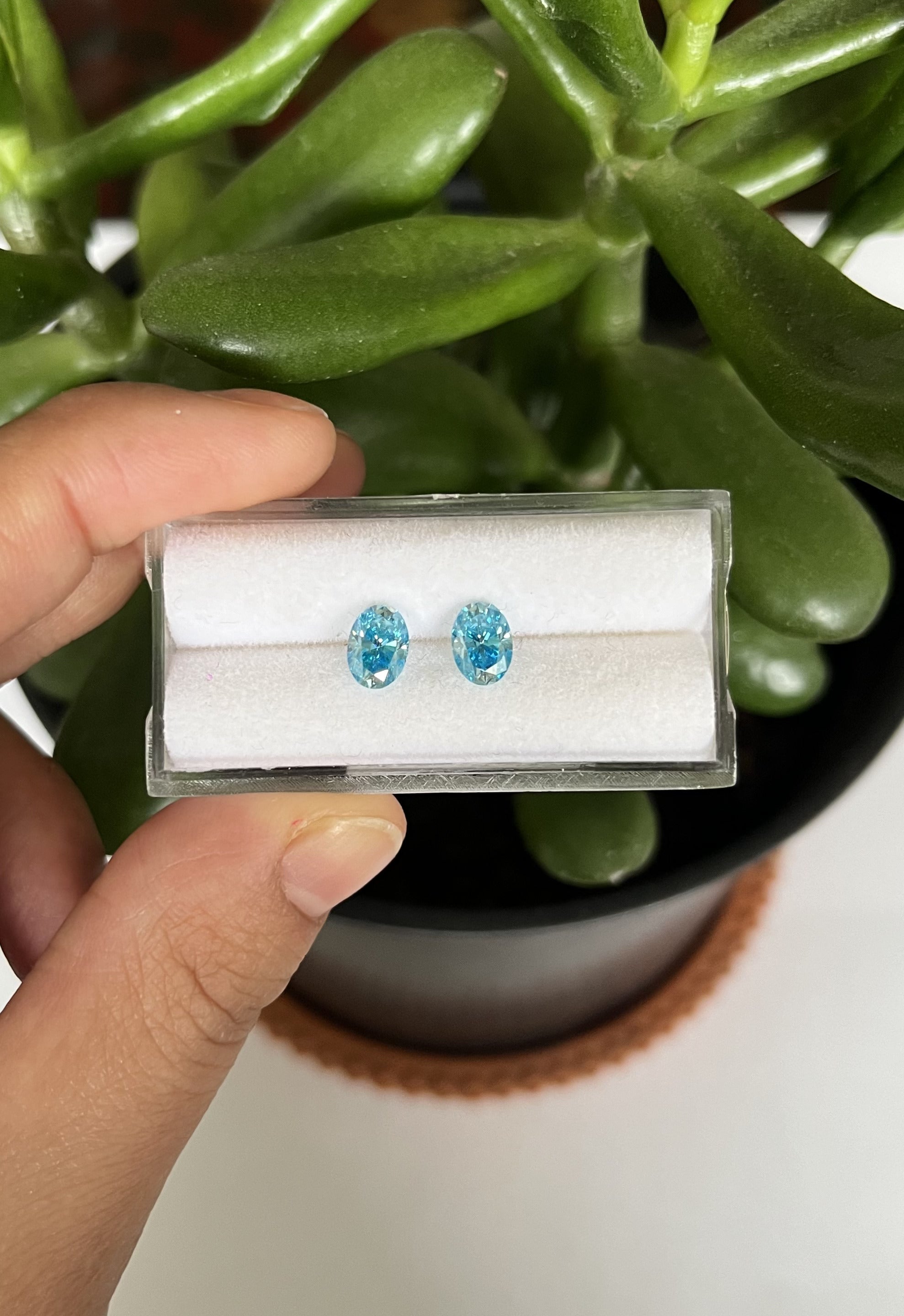 Blue Moissanite oval Shaped matching pair 7x5mm Approximately 1.51 Carat