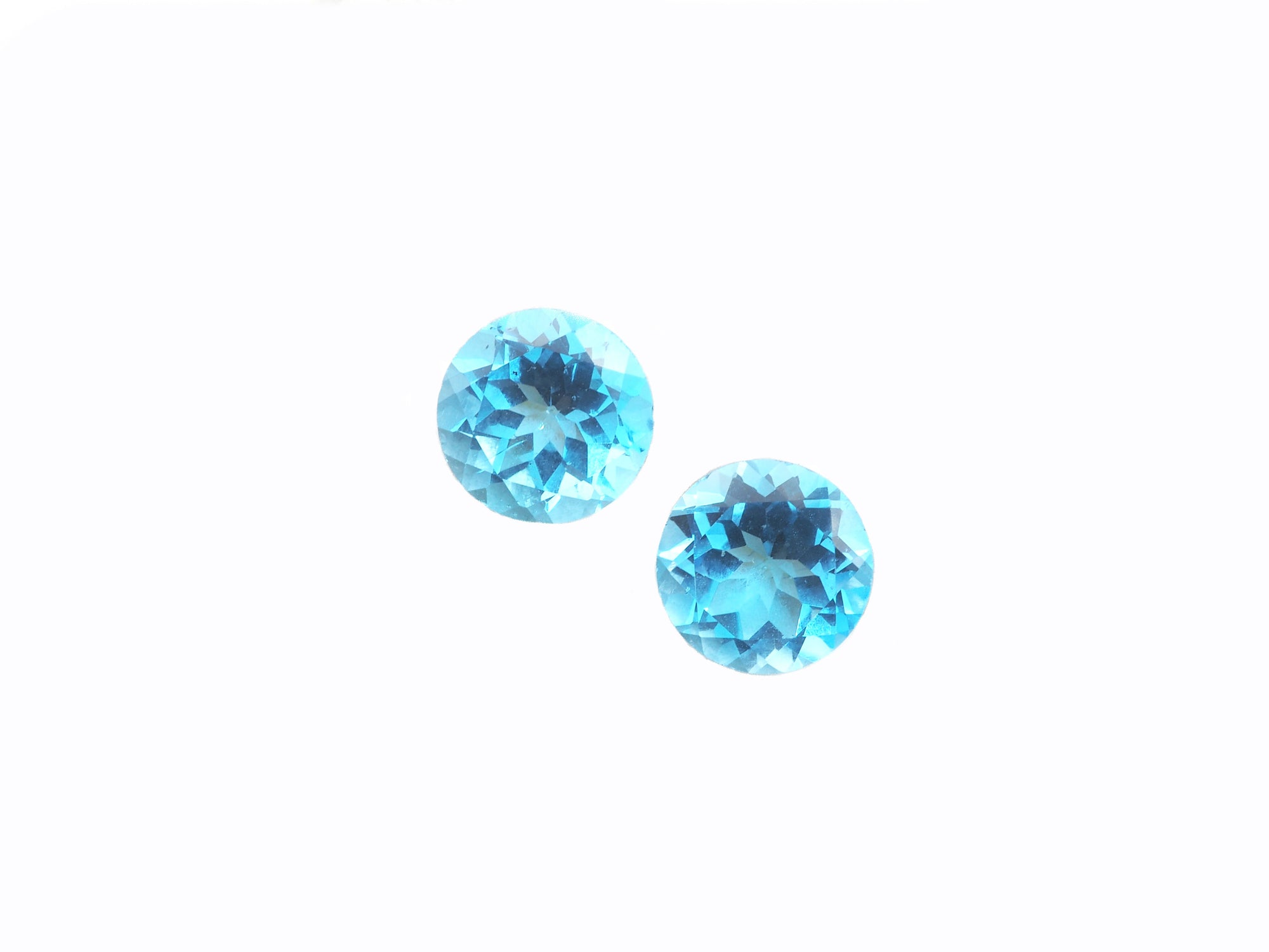 Swiss Blue Topaz Matching Pair 9mm Approximately 6.07 Carat