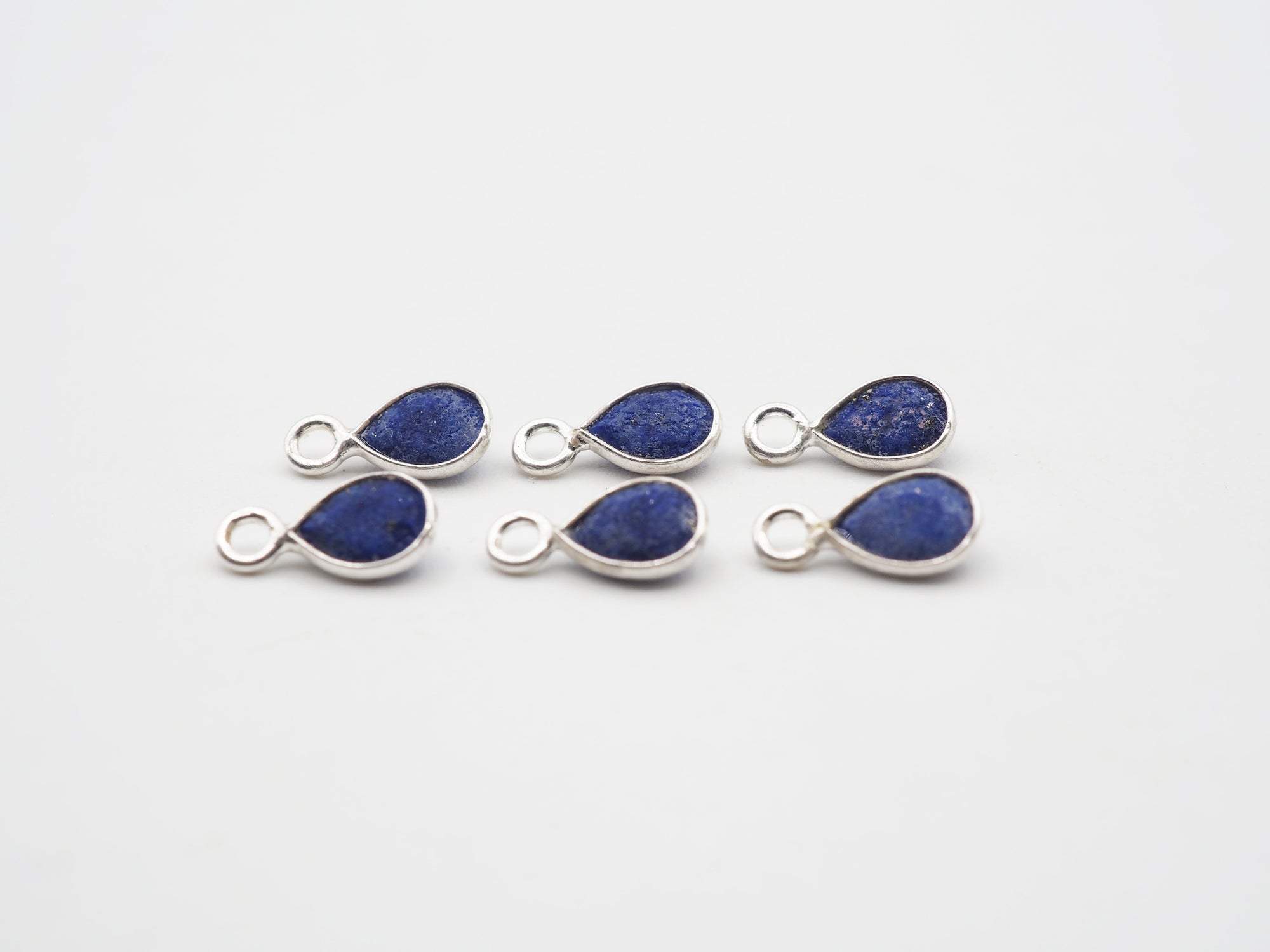 Lapis Silver Bezel 6x4mm , Single Connector, 925 Sterling Silver