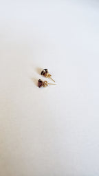14K Yellow Gold Garnet  6mm Round  Stud, Garnet Earring, Birthstone Stud