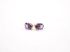 14K Yellow Gold Oval Amethyst Stud, Amethyst Stud/Earring