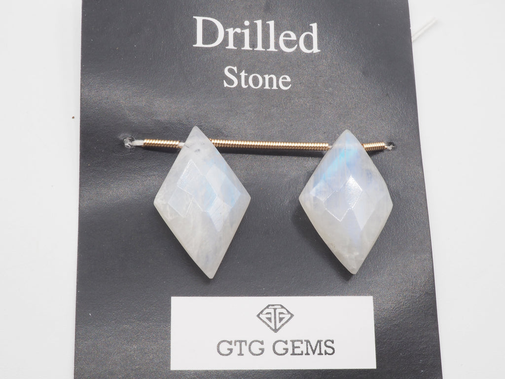 Drilled Rainbow Moonstone, Rainbow Moonstone Drop 23x14mm Approximately 19 Carat