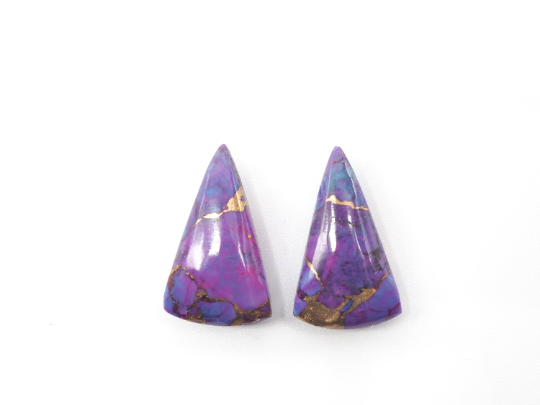 Copper Purple Turquoise  Drilled  Cabochon Fan Shape 20x12mm | Side Drilled