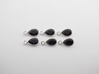 Black Onyx Silver Bezel 7x5 mm, Single Connector, Black Onyx Charm