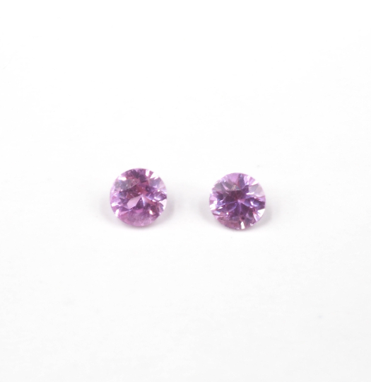 Pink Sapphire Round Shape 3.4 mm Matching Pair Approximately 0.41 Carat