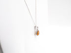 10K White Gold Citrine with Diamond  Pendant