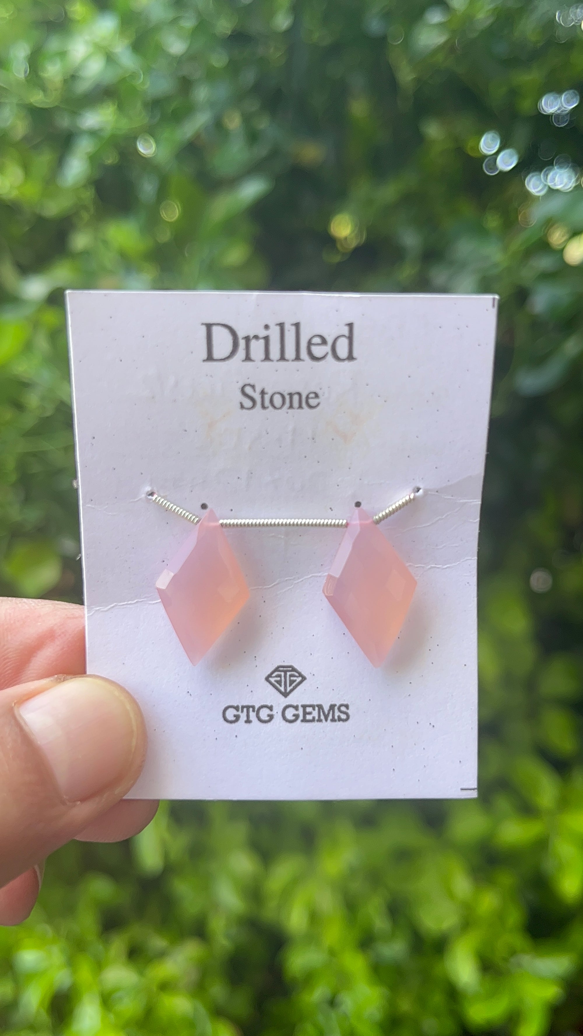 Drilled Rose Quartz Diamond Shape 20x12mm Approximately 10 Carat