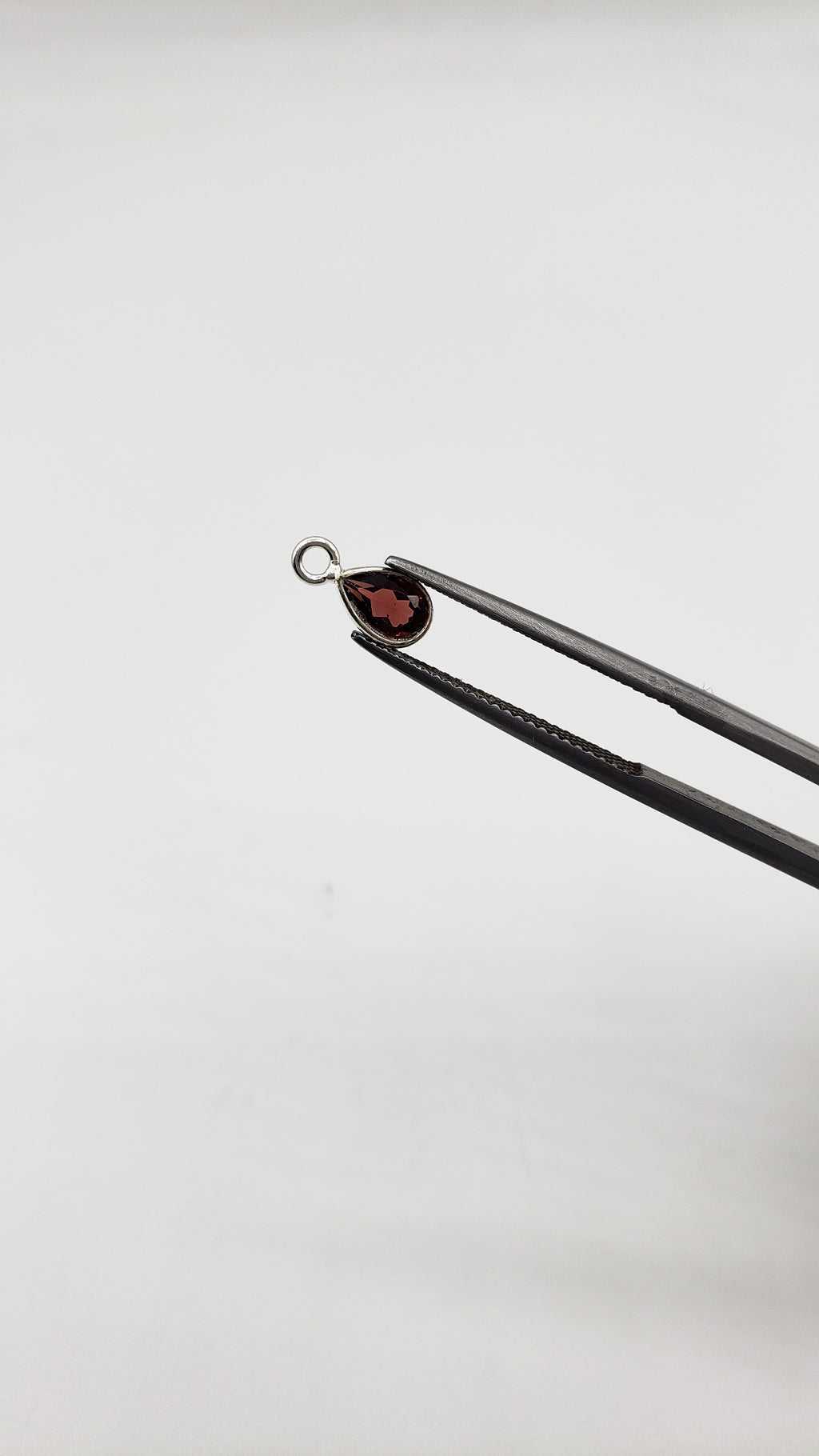 6x4mm Garnet Bezel, Single  Connector, Garnet Bezel, Garnet Charm, 925 Sterling Silver