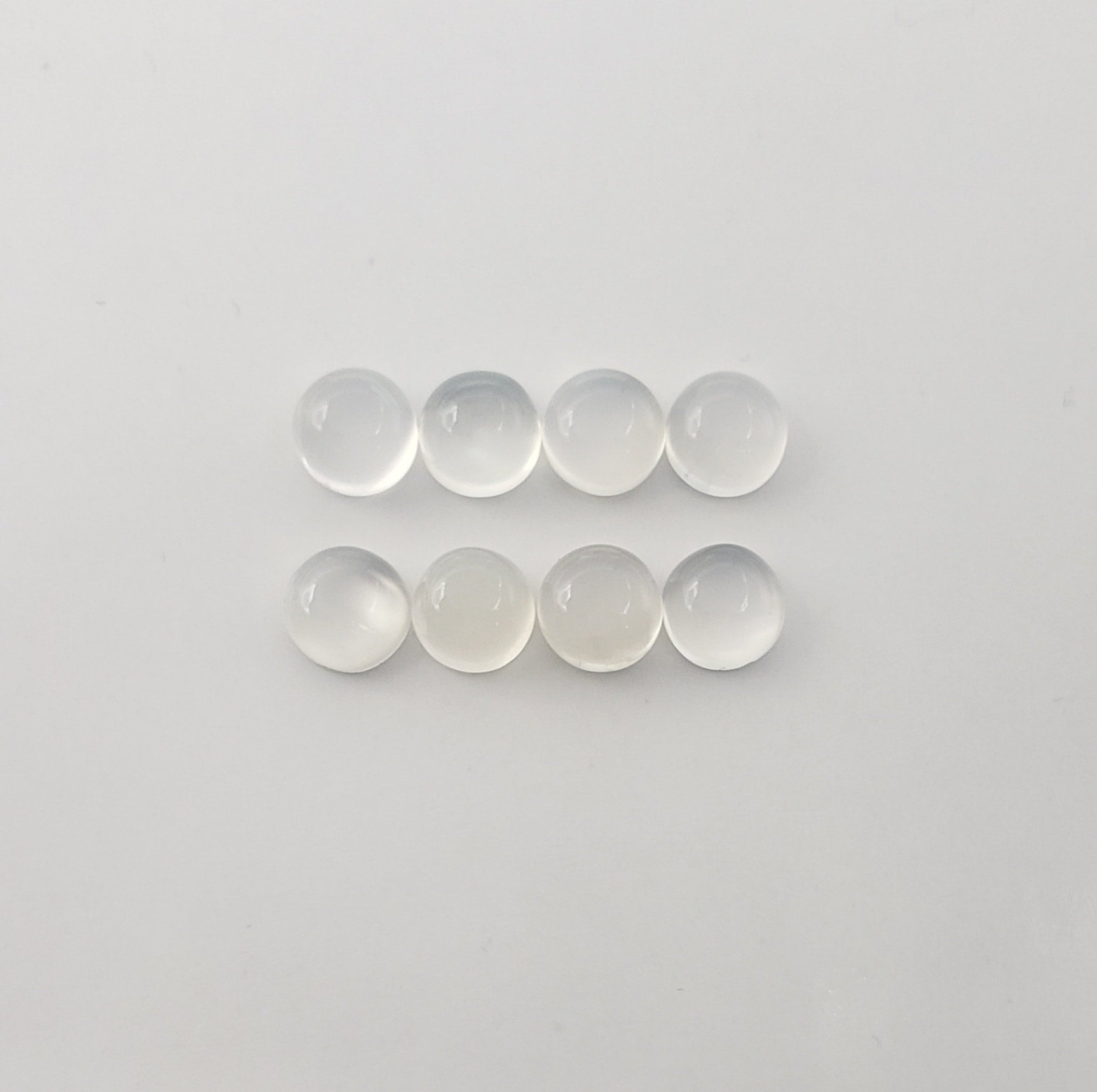 White Moonstone Cabs Round 8 mm Approximately 14.43 Carat, 8 Pieces