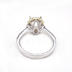 14K  White/Yellow Gold Ring Oval 8x6 mm With White Diamonds , Semi-Mount