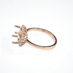 14K Rose Gold Ring Round 8 mm With White Diamonds , Semi-Mount