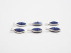 Lapis Silver Bezel 7x4mm , Single Connector, 925 Sterling Silver