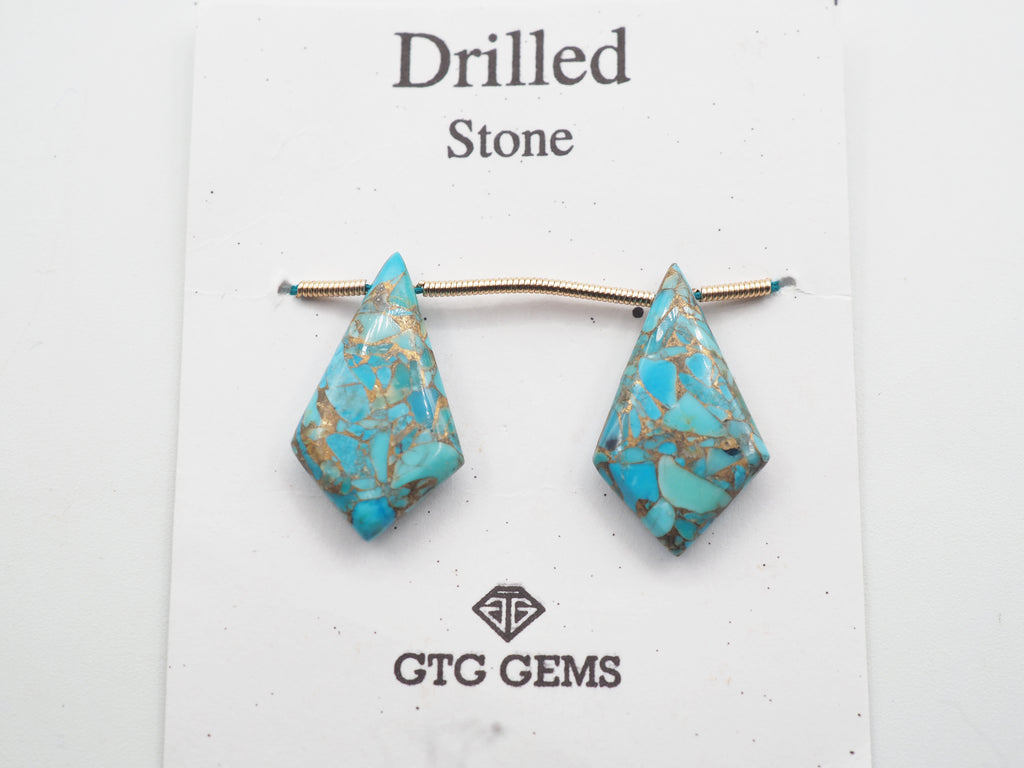 Drilled Blue Turquoise 22x13mm  Approximately 14.50 Carat(GTG-DTR-13)