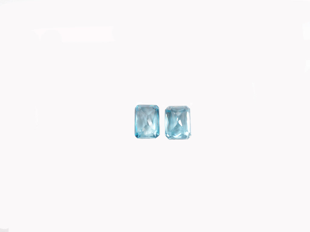 Blue Zircon Cushion Square Shape  Matching Pair 7x 5 mm Approximately 3.94 Carat