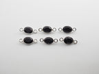 Black Onyx Silver Bezel 7x5 mm, Double Connector, Black Onyx Charm